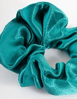 Teal Fabric Satin Scrunchie