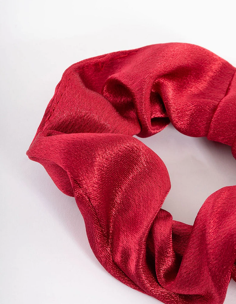 Maroon Fabric Satin Scrunchie