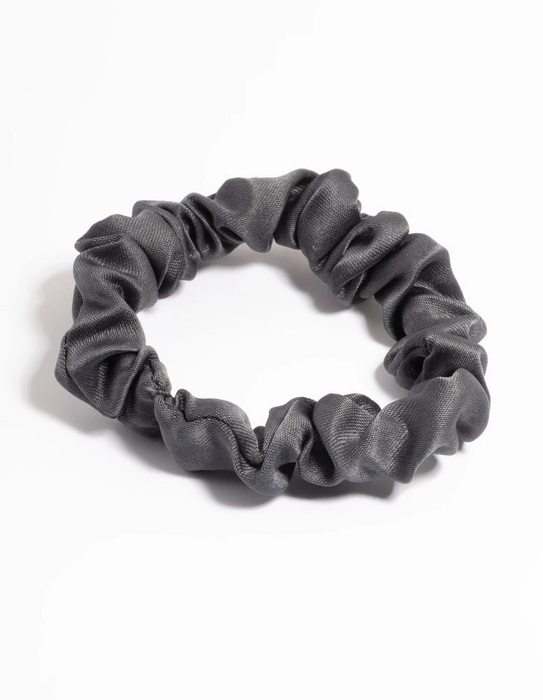 Gunmetal Fabric Narrow Scrunchie