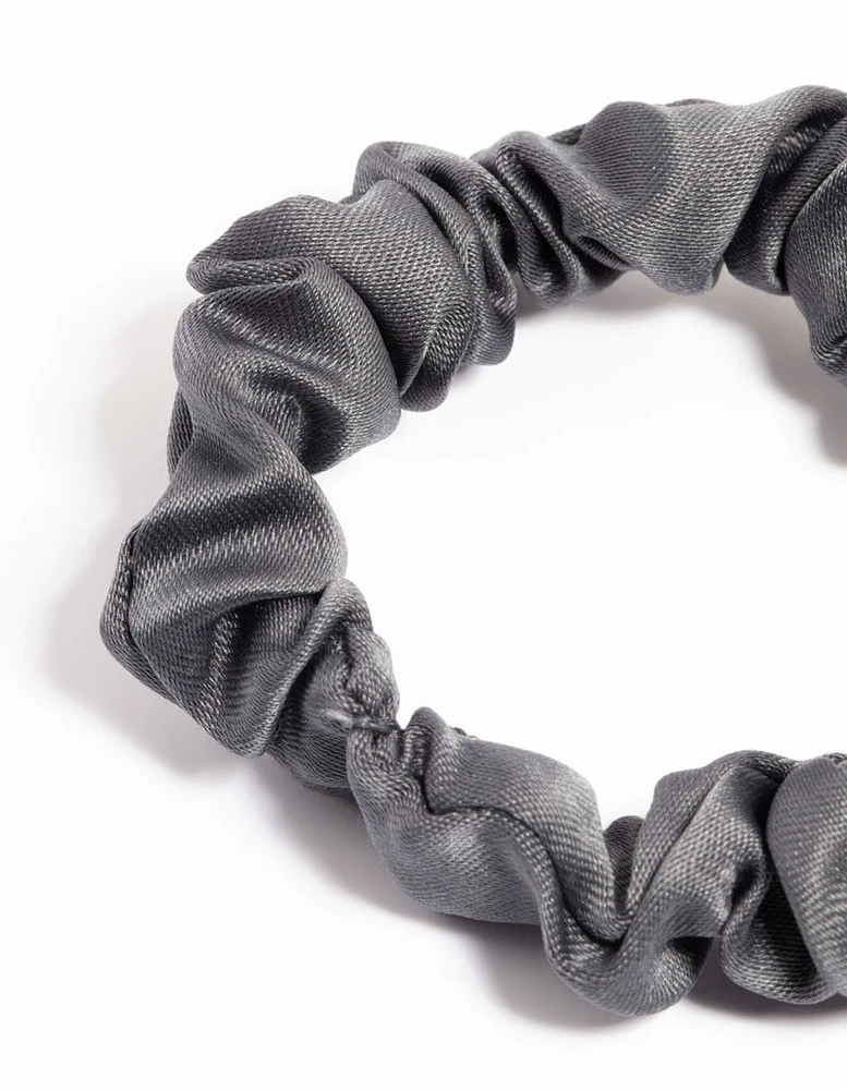 Gunmetal Fabric Narrow Scrunchie