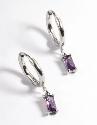 Surgical Steel Square Cubic Zirconia Hoop Earrings