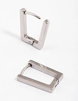 Rhodium Surgical Steel Rectangle Hoop Earrings