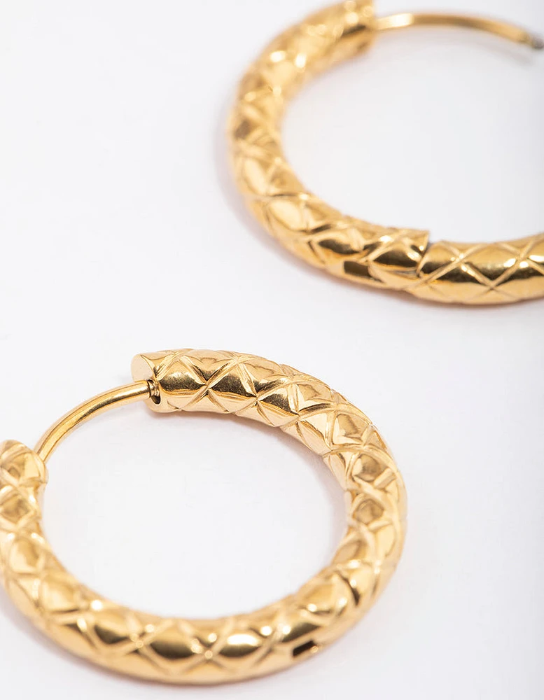 Gold Plated Surgical Steel Scaled Hoop Earrings