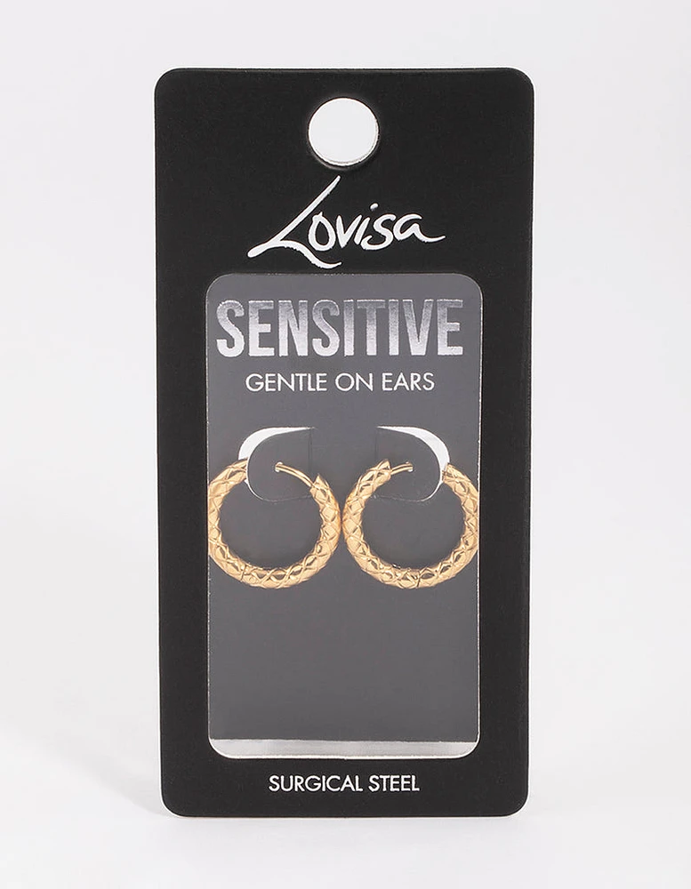 Gold Plated Surgical Steel Scaled Hoop Earrings