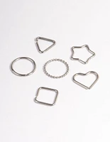 Surgical Steel Geometric Rings Nose Stud 6-Pack