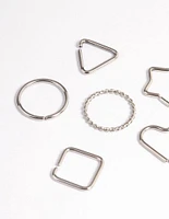 Surgical Steel Geometric Rings Nose Stud 6-Pack