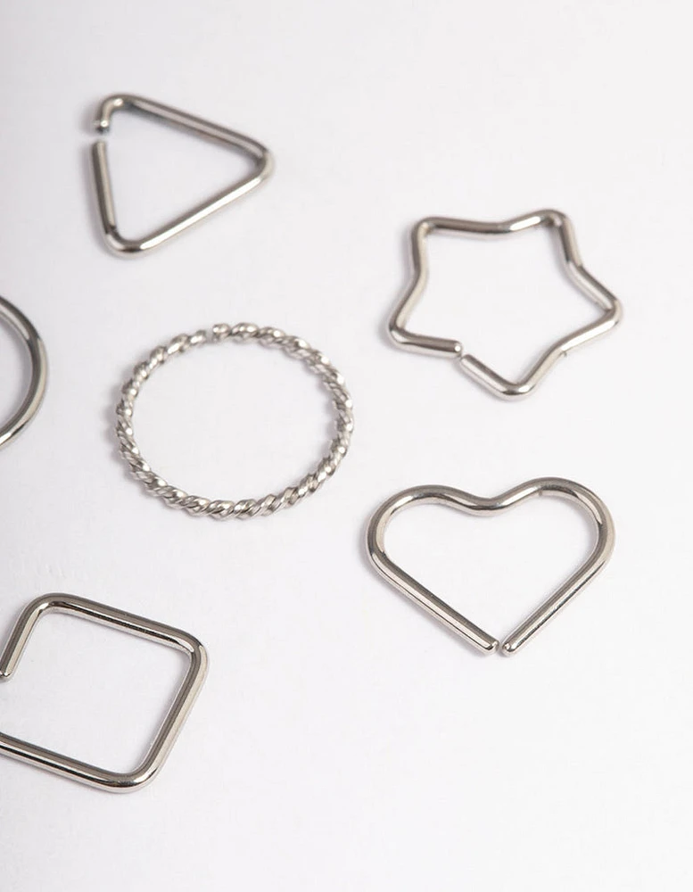 Surgical Steel Geometric Rings Nose Stud 6-Pack