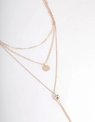 Rose Gold Mixed Metal Disc Pendant Y Necklace