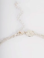 Silver Mixed Disc Pendant Y Layered Necklace