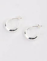 Sterling Silver Bevelled Polish Hoop Earrings