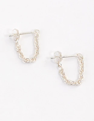 Sterling Silver Chain Front & Back Earrings