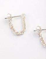 Sterling Silver Chain Front & Back Earrings