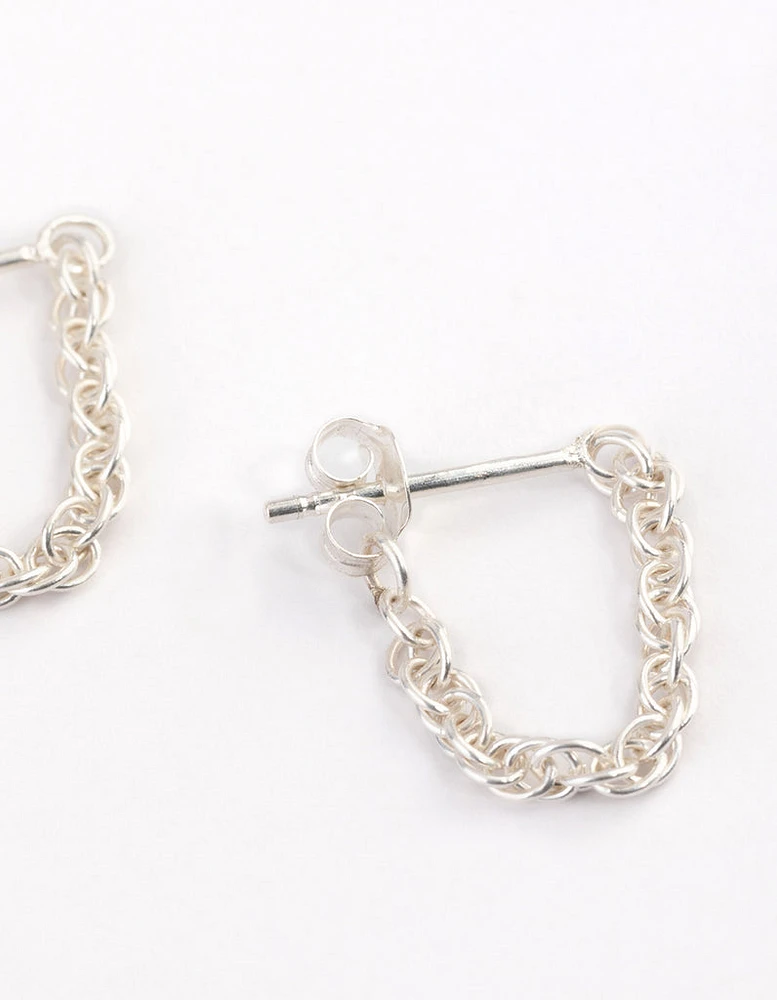 Sterling Silver Chain Front & Back Earrings