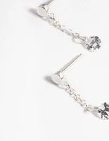 Sterling Silver Chain Cubic Zirconia Drop Earrings