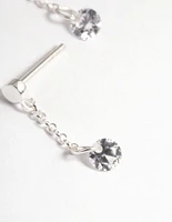 Sterling Silver Chain Cubic Zirconia Drop Earrings