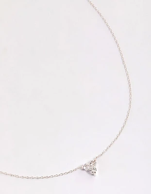 Sterling Silver Cubic Zirconia Round Trio Collar Necklace