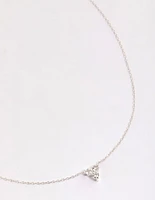 Sterling Silver Cubic Zirconia Round Trio Collar Necklace