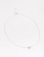 Sterling Silver Cubic Zirconia Round Trio Collar Necklace