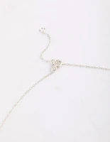 Sterling Silver Cubic Zirconia Round Trio Collar Necklace