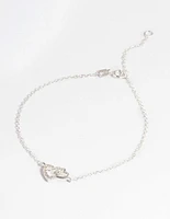 Sterling Silver Cubic Zirconia Heart Link Bracelet