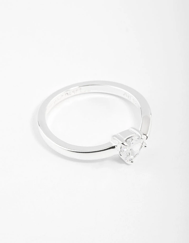 Sterling Silver Cubic Zirconia Heart Wrap Ring