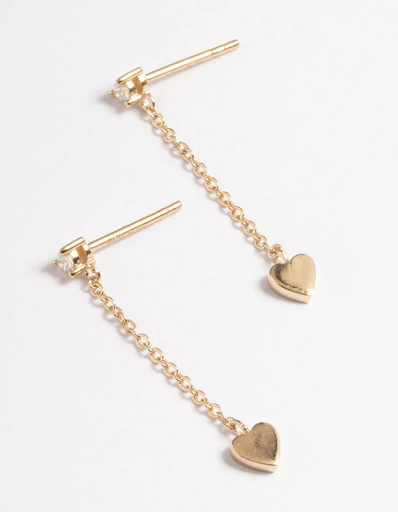 Gold Sterling Plated Thread Heart Earrings