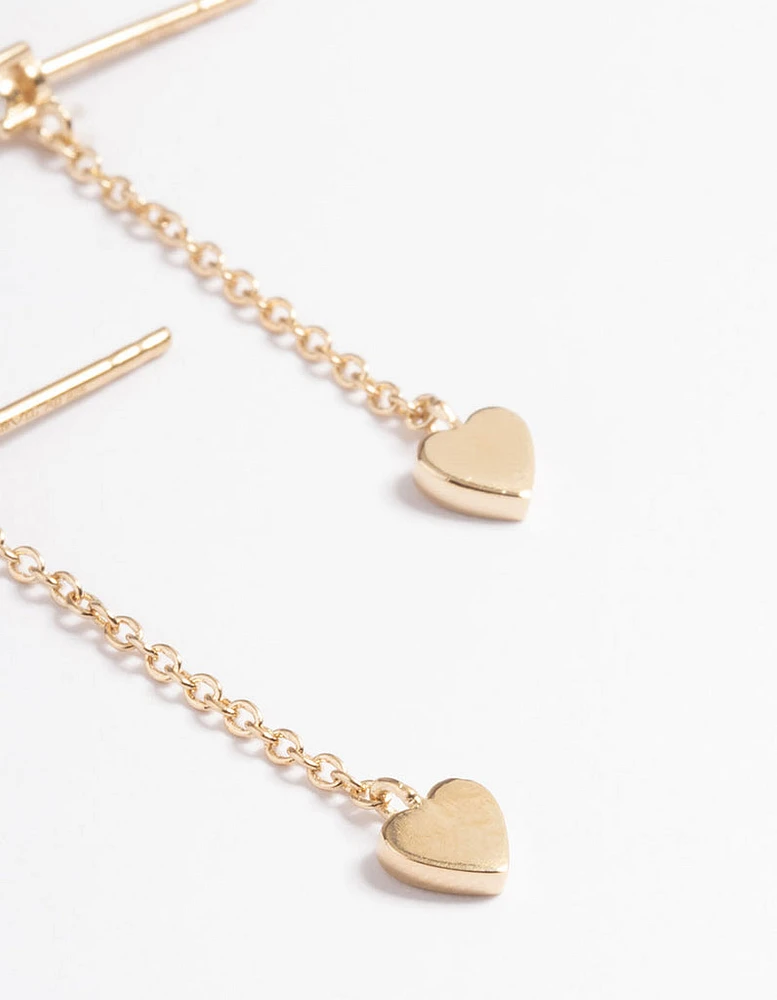 Gold Sterling Plated Thread Heart Earrings