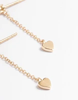 Gold Sterling Plated Thread Heart Earrings