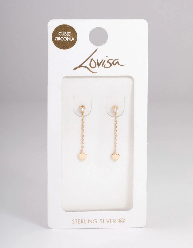 Gold Sterling Plated Thread Heart Earrings