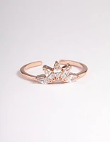 Rose Gold Sterling Plated Fan Diamante Nest Ring