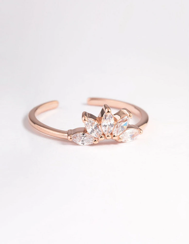 Rose Gold Sterling Plated Fan Diamante Nest Ring