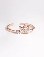 Rose Gold Sterling Plated Fan Diamante Nest Ring
