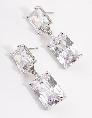 Rhodium Large Radiant Drop Earrings