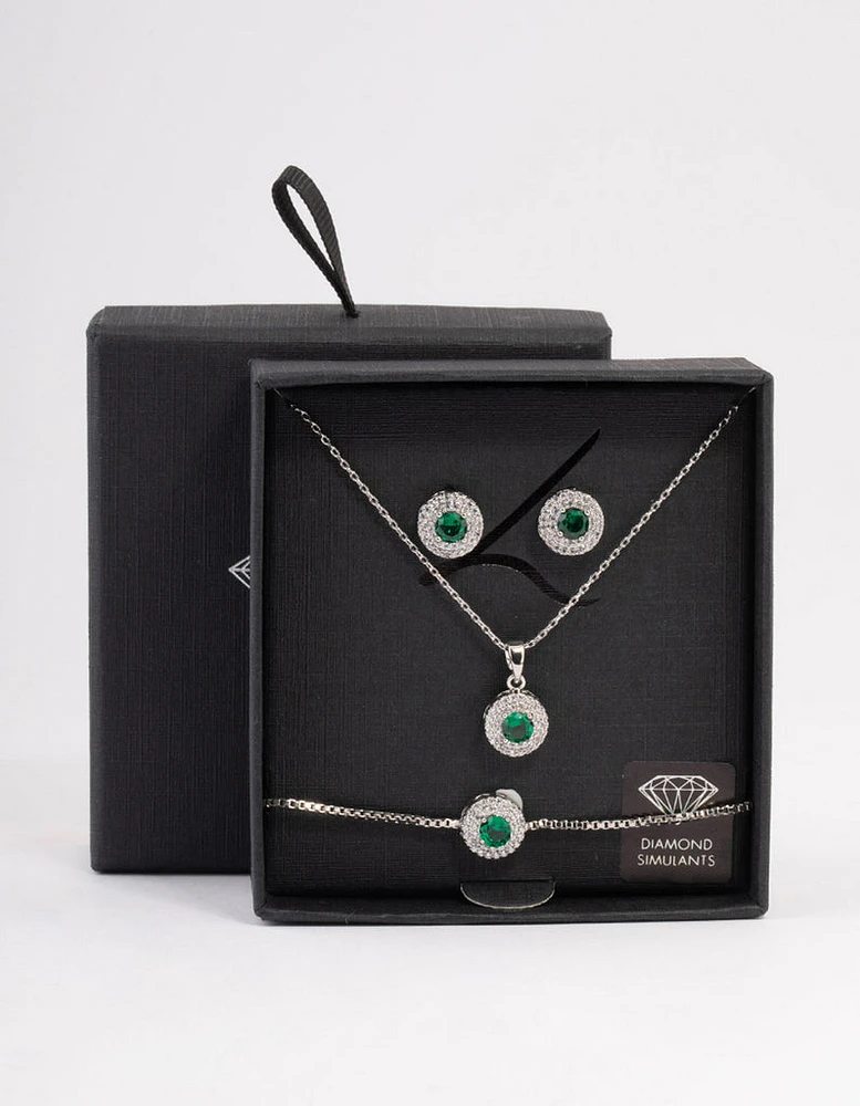 Silver Round Cubic Zirconia Jewellery Set