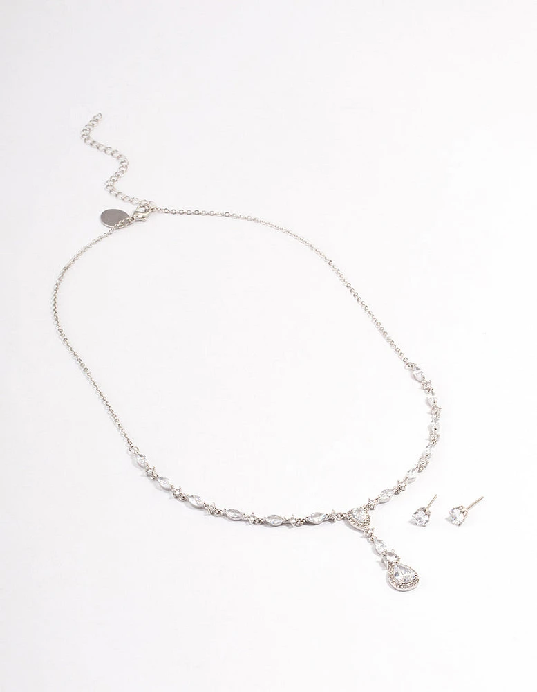 Silver Oval Pear Jewellery Set