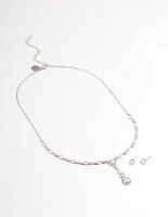 Silver Oval Pear Jewellery Set