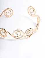 Gold Hammered Spiral Bangle Arm Cuff