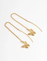 Gold Plated Stainless Steel Butterfly Thread Through Earrings