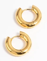 Gold Plated Stainless Steel Thick Huggie Earrings