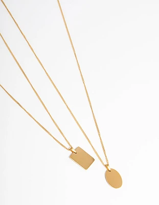 Gold Plated Stainless Steel Disc Pendant Necklace Pack