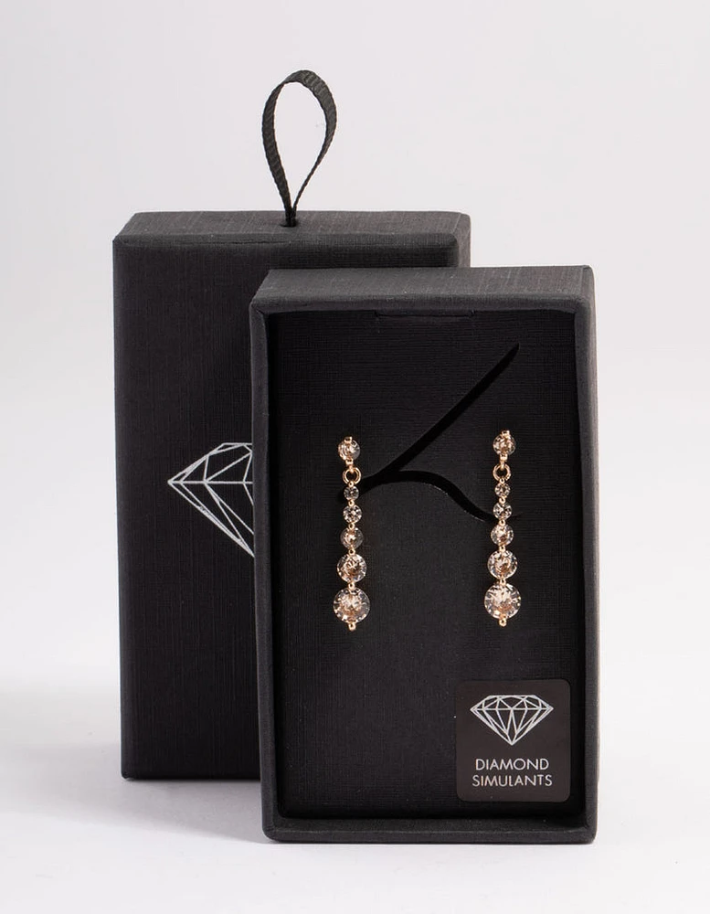 Gold Graduated Stone Drop Earrings