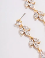 Diamond Simulant Double Vine Teardrop Earrings