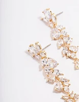 Diamond Simulant Gold Petal Drop Earrings