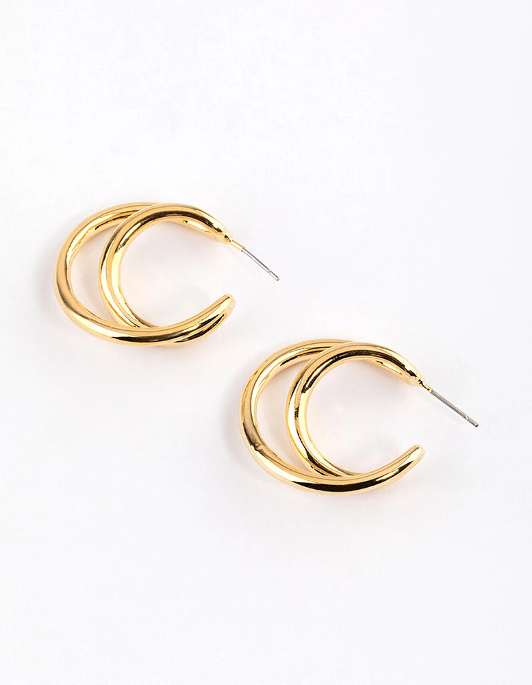 Gold Plated Medium Twisted Hoop Earrings