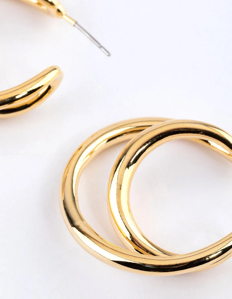 Gold Plated Medium Twisted Hoop Earrings