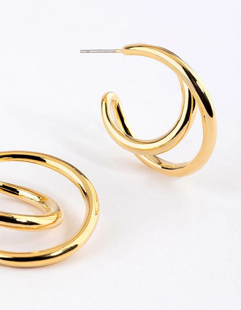 Gold Plated Medium Twisted Hoop Earrings