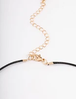 Gold Jade Donut Cord Necklace