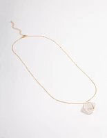 Gold Clear Quartz Statement Cage Necklace