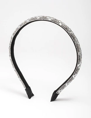 Silver Rectangle Diamante Headband