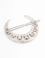 Silver Mixed Diamante Crescent Hair Clips